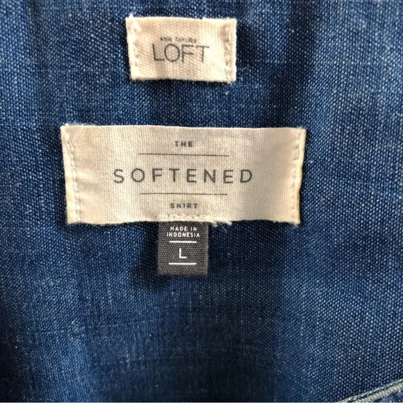 Loft Popover Chambray Linen Blend Soften Tunic Shirt Top - Picture 5 of 8